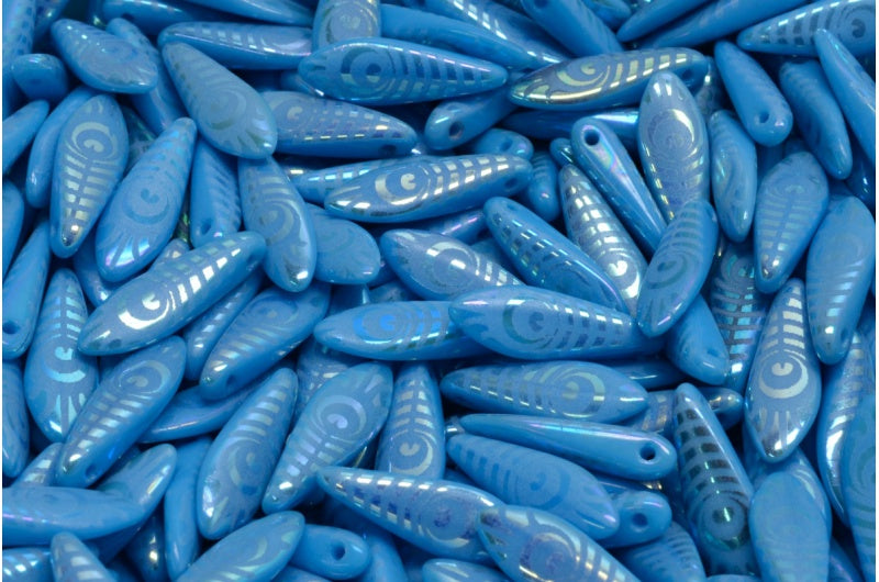 ダガービーズ、ブルーアブフル(2Xサイド)LE(62010-28703-LE)、ガラス、チェコ共和国