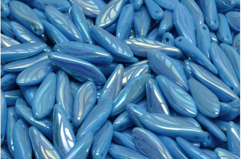 ダガービーズ、ブルーアブフル(2Xサイド)L Dw(62010-28703-L-DW)、ガラス、チェコ共和国