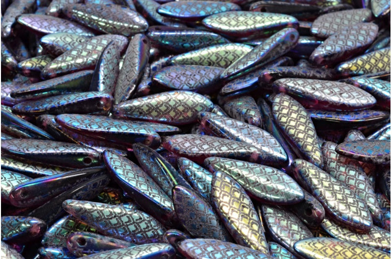 ダガービーズ、透明アメジストABフル(2Xサイド)LC(20070-28703-LC)、ガラス、チェコ共和国