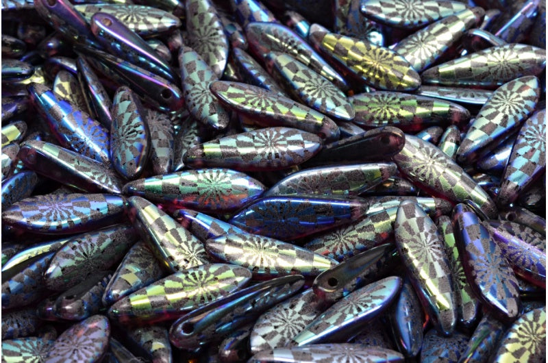 ダガービーズ、透明アメジストABフル(2Xサイド)L Ch(20070-28703-L-CH)、ガラス、チェコ共和国