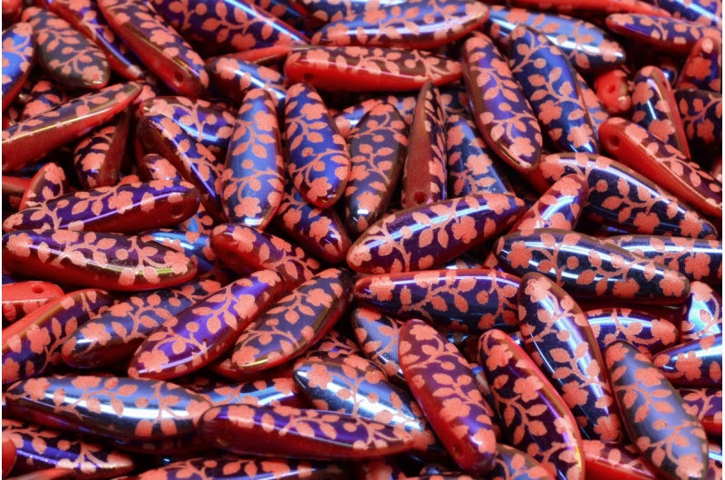 ダガービーズ、レッド 29903 L F1 (93190-29903-L-F1)、ガラス、チェコ共和国