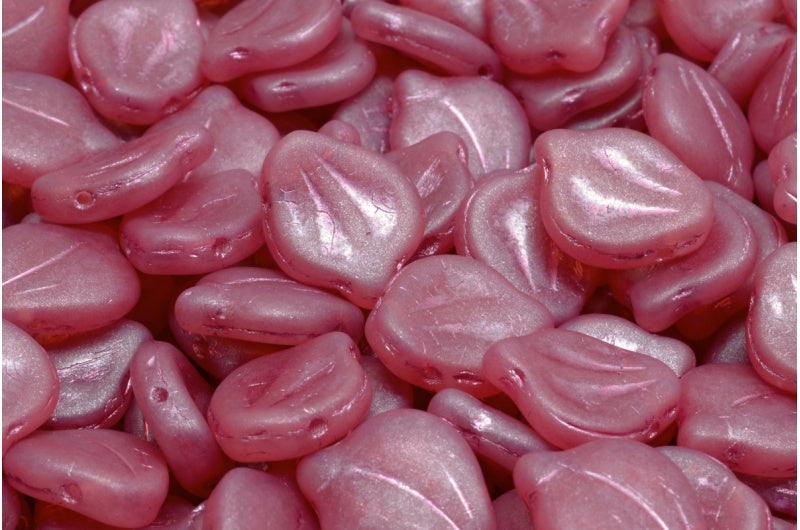 Peony Petal Beads, Opal Pink Matte Pink Lined (71010-84100-54321), Glass, Czech Republic