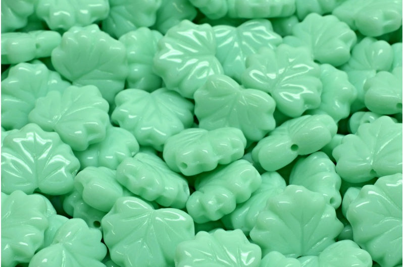 メープルリーフビーズ、ターコイズ(63100)、ガラス、チェコ共和国