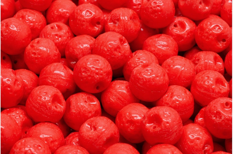 Orange Beads, Red (93180), Glass, Czech Republic