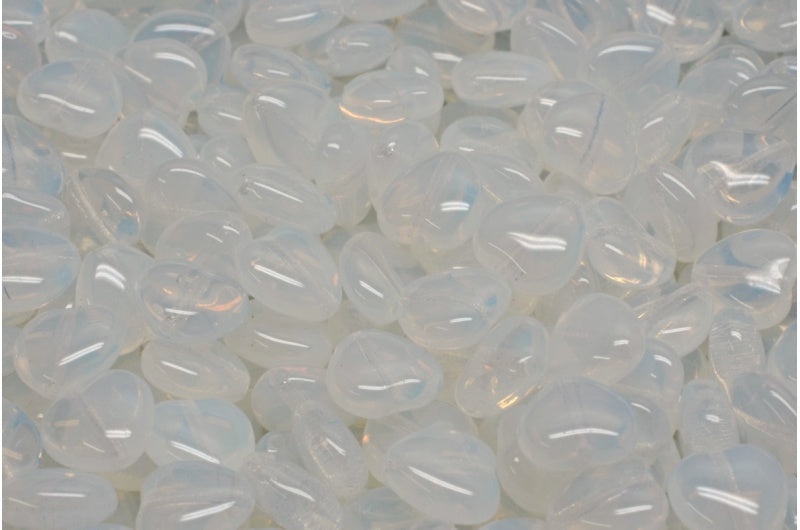 ハートビーズ、オパールホワイト(01000)、ガラス、チェコ共和国