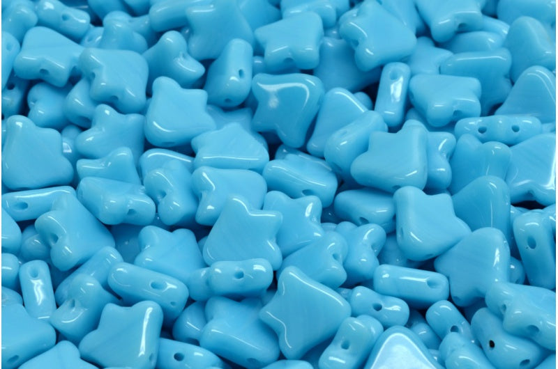 2穴フラットチューリップベルビーズ、ターコイズブルー(63030)、ガラス、チェコ共和国