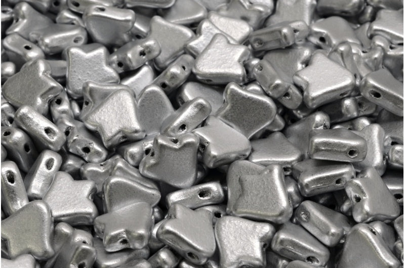 2穴フラットチューリップベルビーズ、クリスタルシルバーマット(00030-01700)、ガラス、チェコ共和国