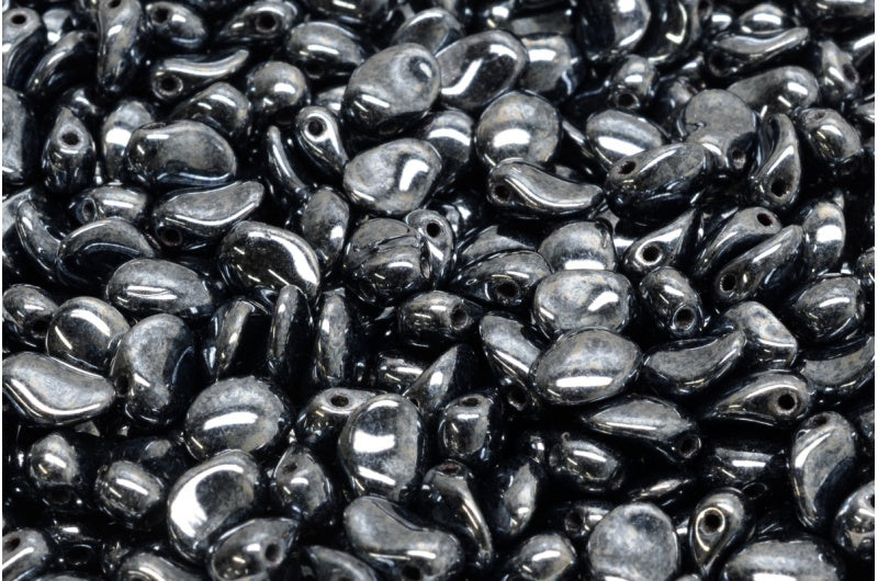 ユリの花びらビーズ、ブラックヘマタイト(23980-14400)、ガラス、チェコ共和国