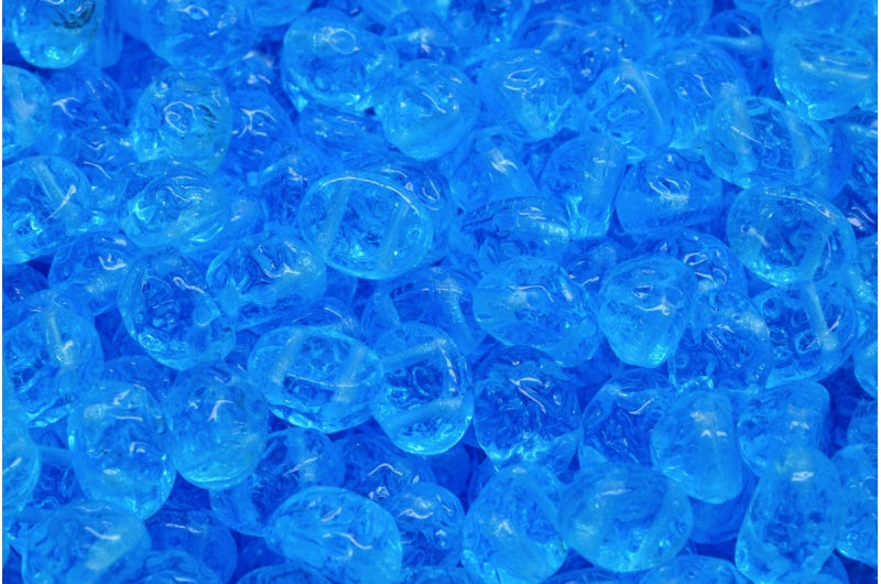 ノッチ付きオーバルカボション、透明アクア(60020)、ガラス、チェコ共和国