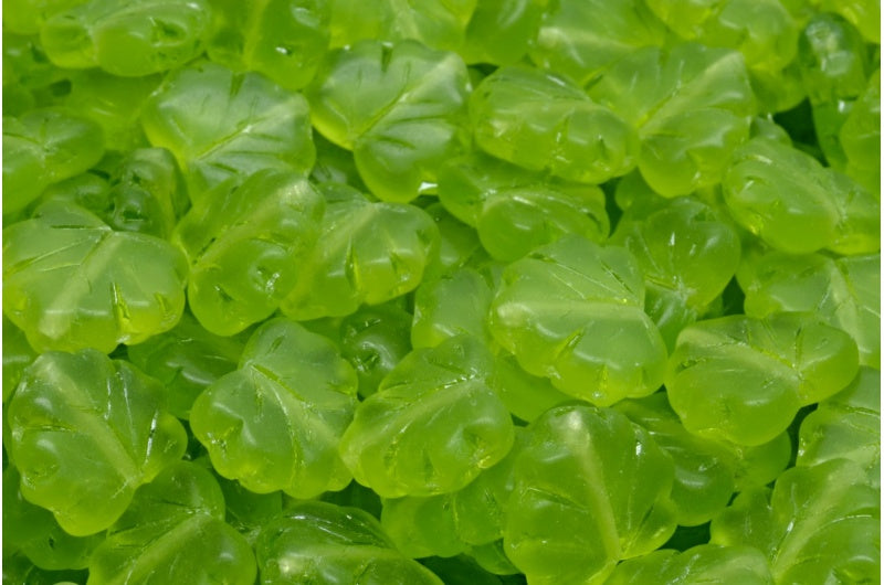 枫叶珠,透明绿色哑光 (50220-84100),玻璃,捷克共和国