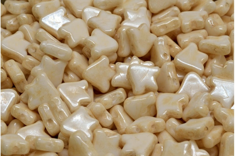 2 孔扁平郁金香钟珠,白色光泽棕色全涂层 (02010-14413),玻璃,捷克共和国