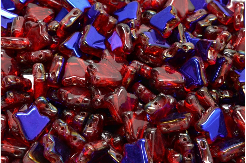 2穴フラットチューリップベルビーズ、ルビーレッド 29901 (90080-29901)、ガラス、チェコ共和国