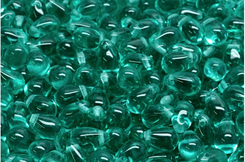 Teardrop beads, Transparent Aqua (60200), Glass, Czech Republic