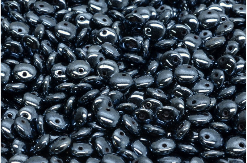 Lentil Beads, Black Hematite (23980-14400), Glass, Czech Republic