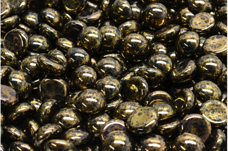 カボションビーズ、ブラックテラコッタバイオレット(23980-15496)、ガラス、チェコ共和国