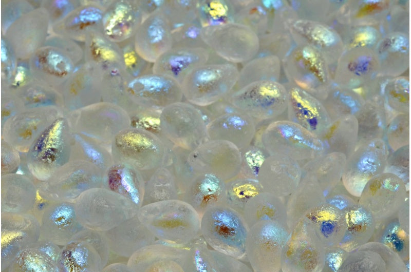 ドロップビーズ、クリスタルエッチングアブフル(2Xサイド)(00030-ETCH-28703)、ガラス、チェコ共和国