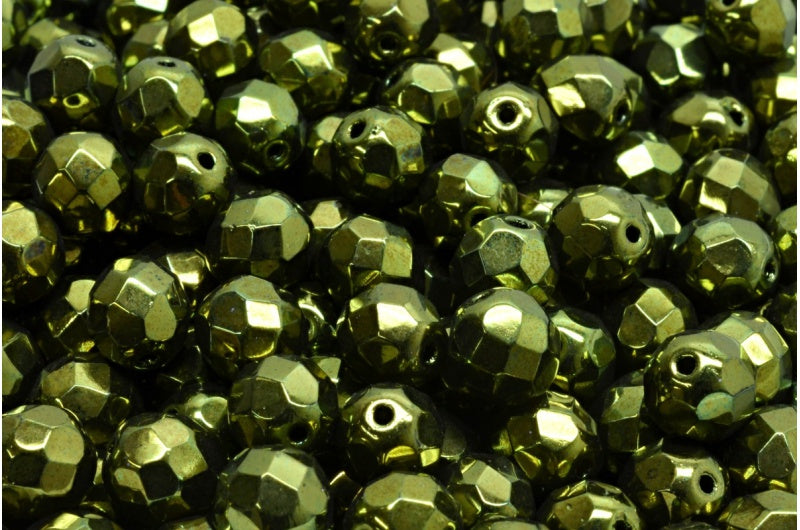 ファセット加工ラウンドビーズ、ブラックラスターレッドフルコーティング(23980-14495)、ボヘミアクリスタルガラス、チェコ共和国