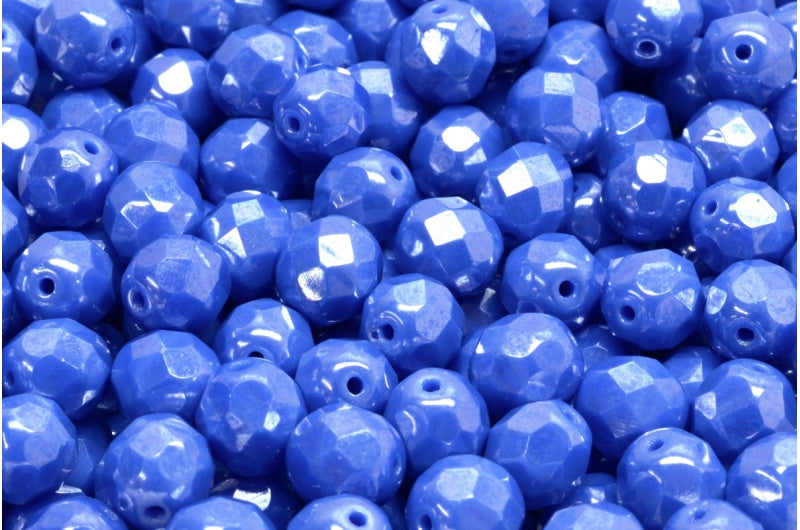 ファセット加工ビーズラウンド、不透明ブルーヘマタイト(33040-14400)、ボヘミアクリスタルガラス、チェコ共和国