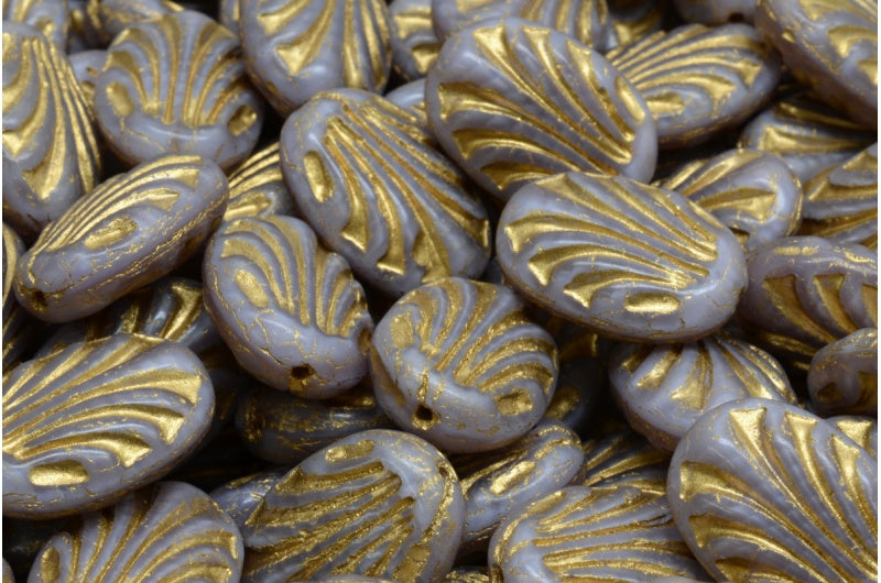 オーバル型、線入り、バイオレットムーンライト、ゴールドライン(26016-54302)、ガラス、チェコ共和国