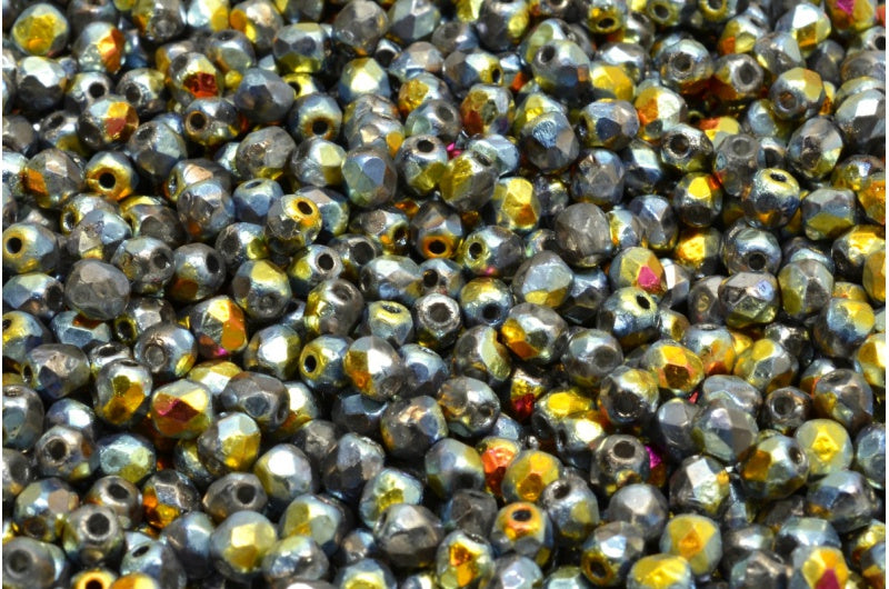 Fire Polished Faceted Beads Round, Crystal Etched 28003 (00030-ETCH-28003), Bohemia Crystal Glass, Czech Republic