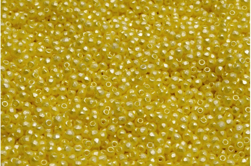 圆形火抛光刻面珠,粉笔白黄色(03000-25002),波西米亚水晶玻璃,捷克共和国