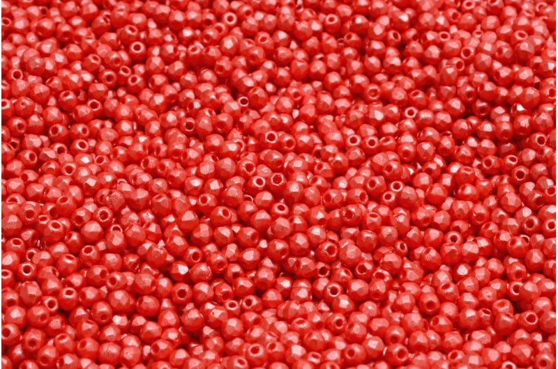 ファセット加工ラウンドビーズ、チョークホワイト 25006 (03000-25006)、ボヘミアクリスタルガラス、チェコ共和国