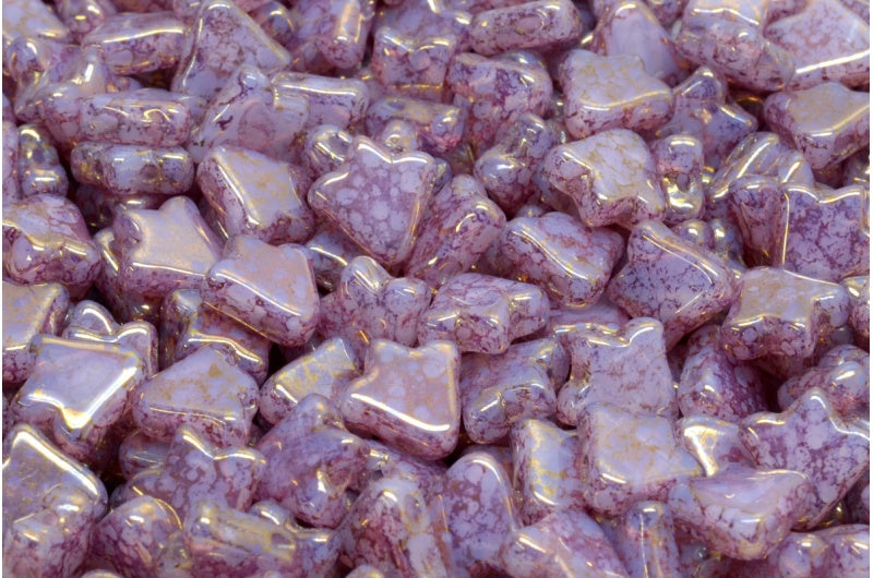 2穴フラットチューリップベルビーズ、オパールピンクテラコッタバイオレット(71200-15496)、ガラス、チェコ共和国