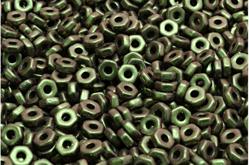 Hex Nut Beads, Black 94103 (23980-94103), Glass, Czech Republic