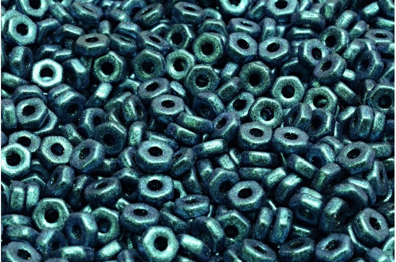 Hex Nut Beads, Black 94109 (23980-94109), Glass, Czech Republic