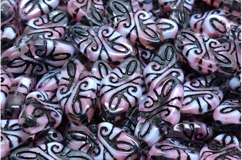 Arabesque Beads, Crystal Pink Black Lined (00030-07724-54313), Glass, Czech Republic