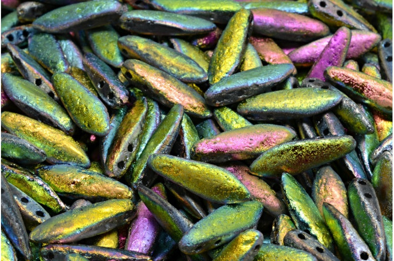 2穴ダガービーズ、クリスタルエッチング 28103 (00030-ETCH-28103)、ガラス、チェコ共和国