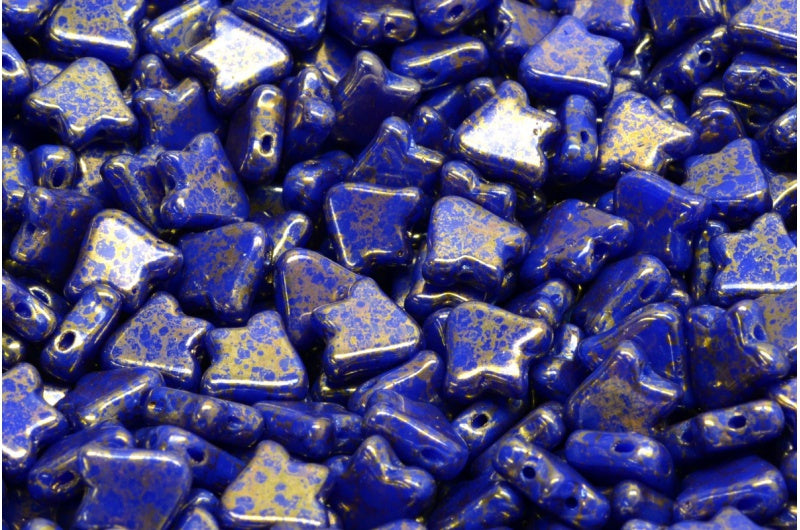 2穴フラットチューリップベルビーズ、不透明ブルーテラコッタバイオレット(33050-15496)、ガラス、チェコ共和国