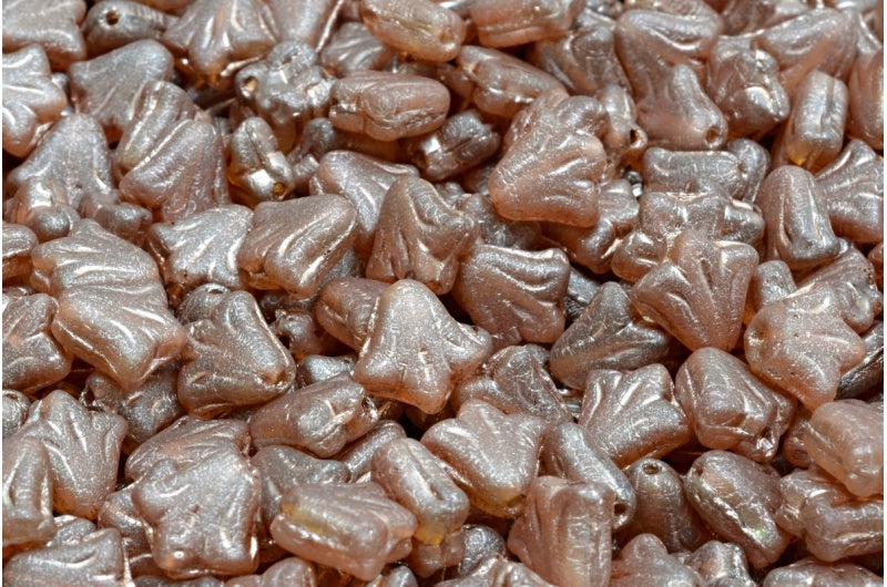 ユリの花ビーズ、R0053 マットジェットブラック フルアプリコット銅線 (R0053-84100-29123-54324)、ガラス、チェコ共和国