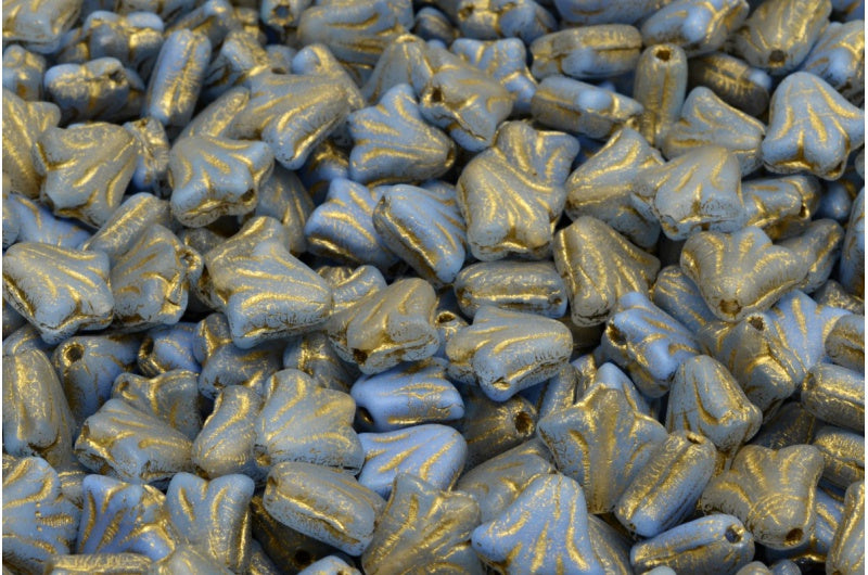 ユリの花ビーズ、R0303 マットゴールドライン(R0303-84100-54302)、ガラス、チェコ共和国