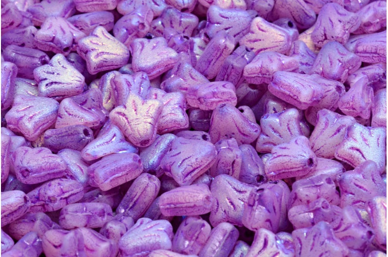 ユリの花ビーズ、R0132 マットアブフル(2Xサイド)54326(R0132-84100-28703-54326)、ガラス、チェコ共和国