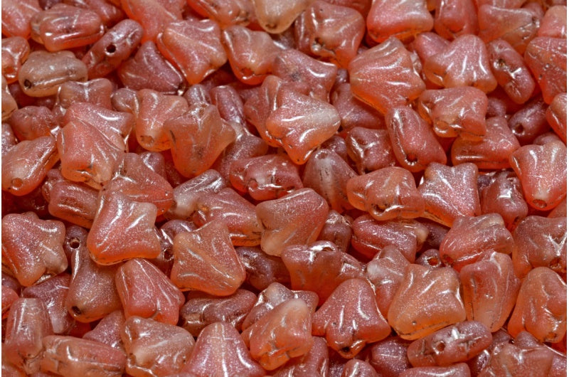 ユリの花ビーズ、オレンジマット銅線(R0912-84100-54324)、ガラス、チェコ共和国