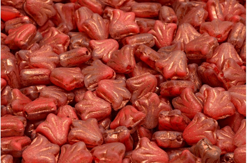 ユリの花ビーズ、赤マット銅線(R0930-84100-54319)、ガラス、チェコ共和国