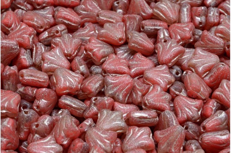 ユリの花ビーズ、赤マット銅線(R0930-84100-54324)、ガラス、チェコ共和国