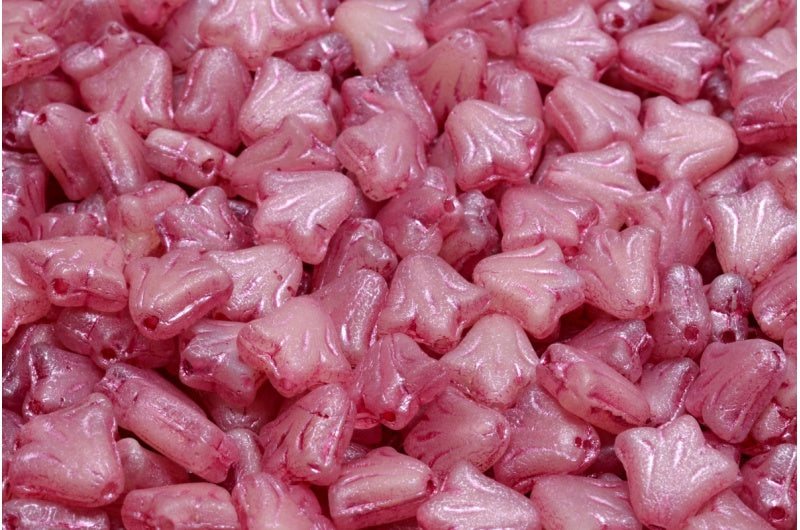 ユリの花ビーズ、R0132 マットピンクライン(R0132-84100-54321)、ガラス、チェコ共和国