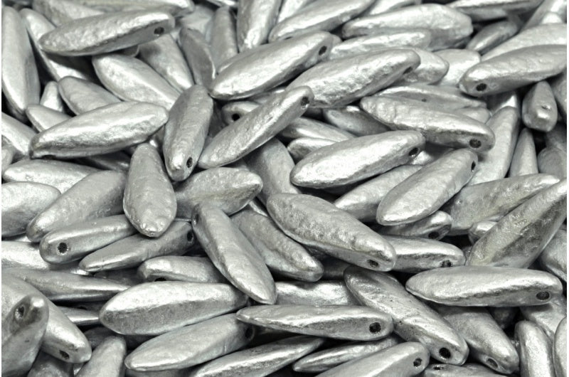 ダガービーズ、ブラックエッチングシルバーマット(23980-ETCH-01700)、ガラス、チェコ共和国