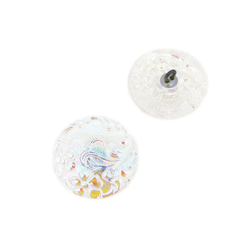 1 pcs Hand Painted Glass Buttons with ornament, size 10 (22.5 mm), Czech Republic