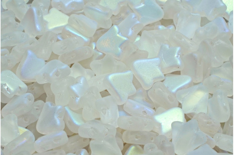 2穴フラットチューリップベルビーズ、クリスタルマットAB(00030-84100-28701)、ガラス、チェコ共和国