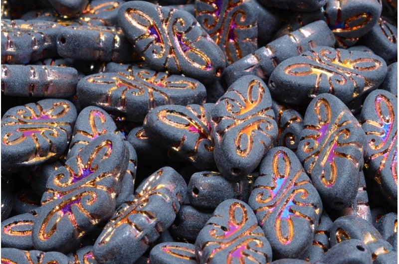 Arabesque Beads, Black Sliperit Full (2X Side) Matte (23980-29503-84100), Glass, Czech Republic