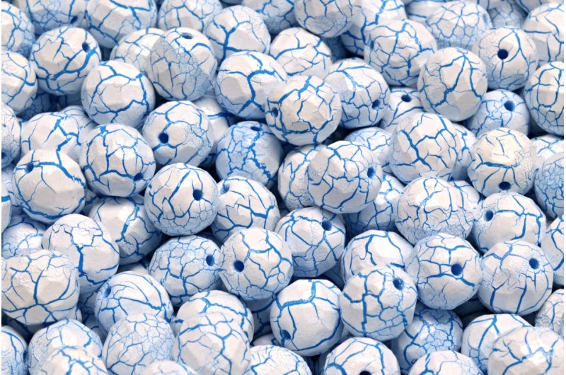 ファセットビーズラウンド、チョークホワイト 24604 (03000-24604)、ボヘミアクリスタルガラス、チェコ共和国