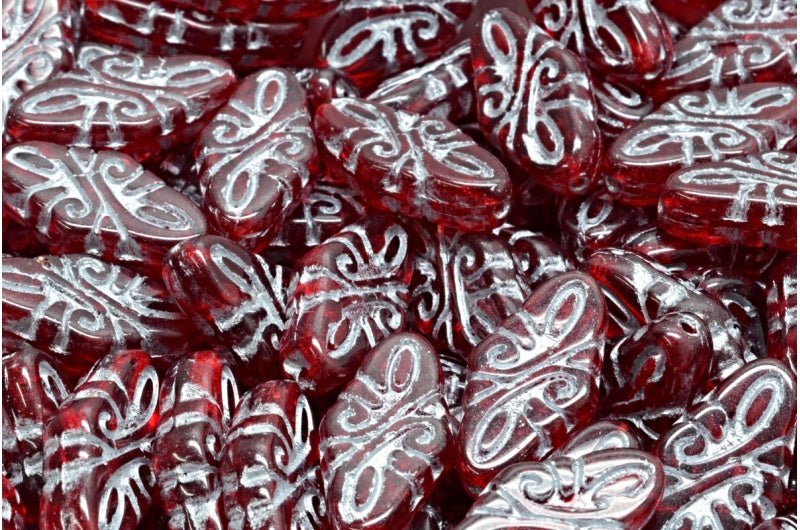 Arabesque Beads, Transparent Red Silver Lined (90090-54301), Glass, Czech Republic
