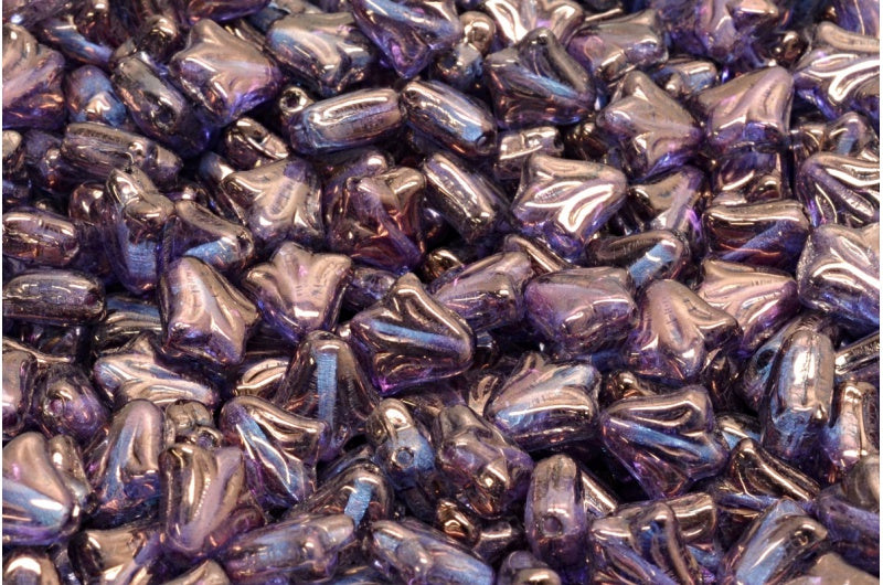 ユリの花ビーズ、クリスタルパープル(00030-15726)、ガラス、チェコ共和国