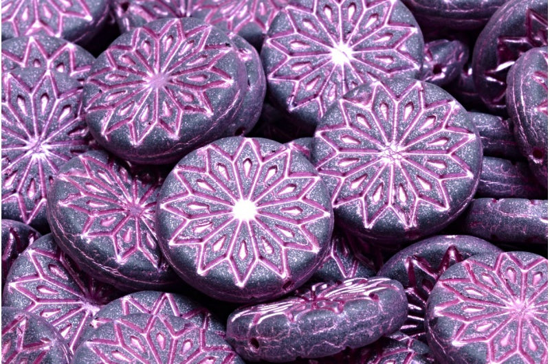 折纸花珠,透明深蓝色哑光粉色内衬 (30220-84100-54321),玻璃,捷克共和国