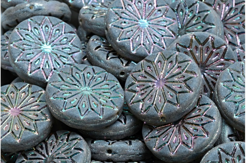 折纸花珠,透明深蓝色墨黑色全杏哑光 (30330-29123-84100),玻璃,捷克共和国