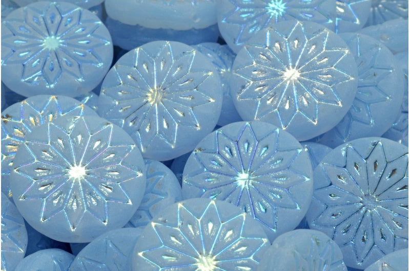 折纸花珠,蛋白石蓝 Ab 全(2X 面)哑光 (31000-28703-84100),玻璃,捷克共和国