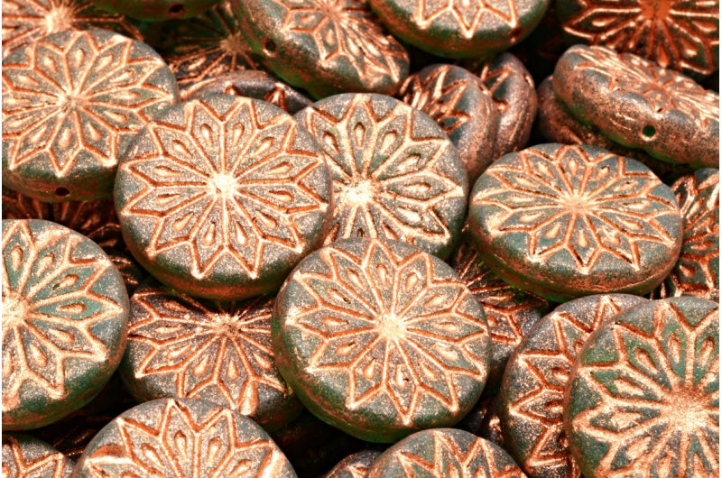 Origami Flower Beads, 50610 Matte Copper Lined (50610-84100-54318), Glass, Czech Republic